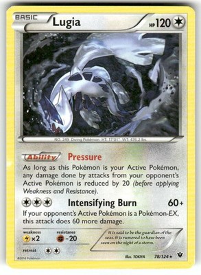 Pokemon TCG Lugia 78/124 LP Rare XY - Fates Collide FCO
