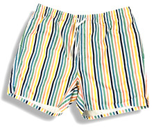 Old Navy Striped Swim Trunks Mens Sz XL ABOVE The Knee Multi-color Preppy