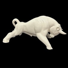 RARE Royal Haeger Ceramic Bull Sculpture - White Crackle Glaze - Eric Olsen!!!