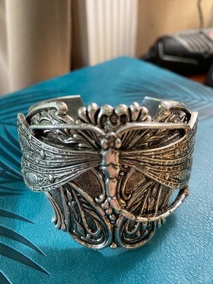 Dragonfly CUFF BRACELET DESIGNER SILVER Bold Chunky Heavy Duty MYELEGANTTHINGS