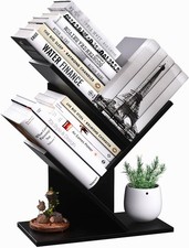 3 Tier Small Tree Bookshelf Storage Organizer Shelves Floor Standing Bookcase