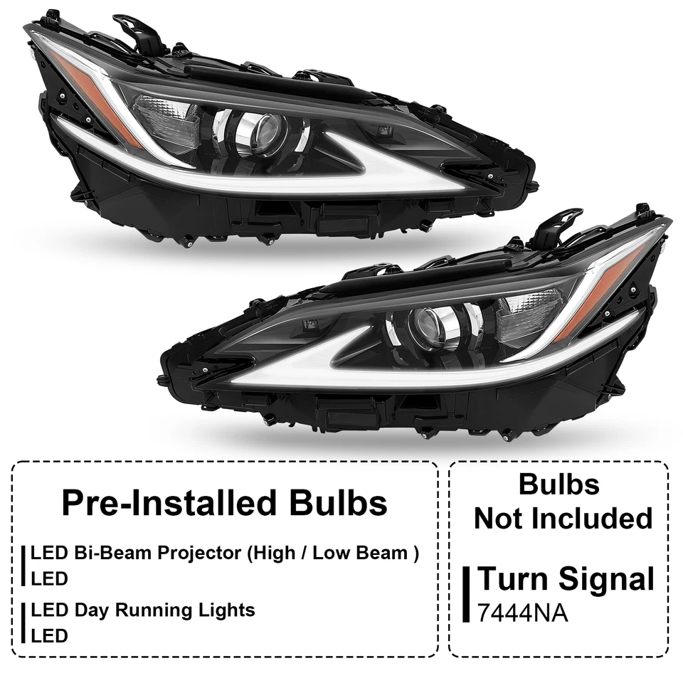 LED DRL Headlights For 2019-2022 Lexus ES250 ES300H ES350 Driver+Passenger Pair Foto 3 de 4