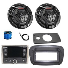 Infinity Marine Radio, ANT, 2x 6.5" 150W Black Speaker w/Wire,Adapter, Spa Bezel