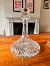 Vintage Heavy Cut Crystal Ships Decanter | Diamond & Fluted Cut
