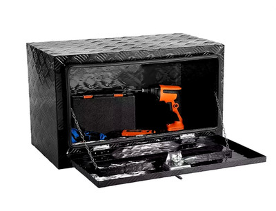 30'' x 14'' x 16'' Underbody Aluminum Truck Tool Box Trailer RV Tool Storage Black