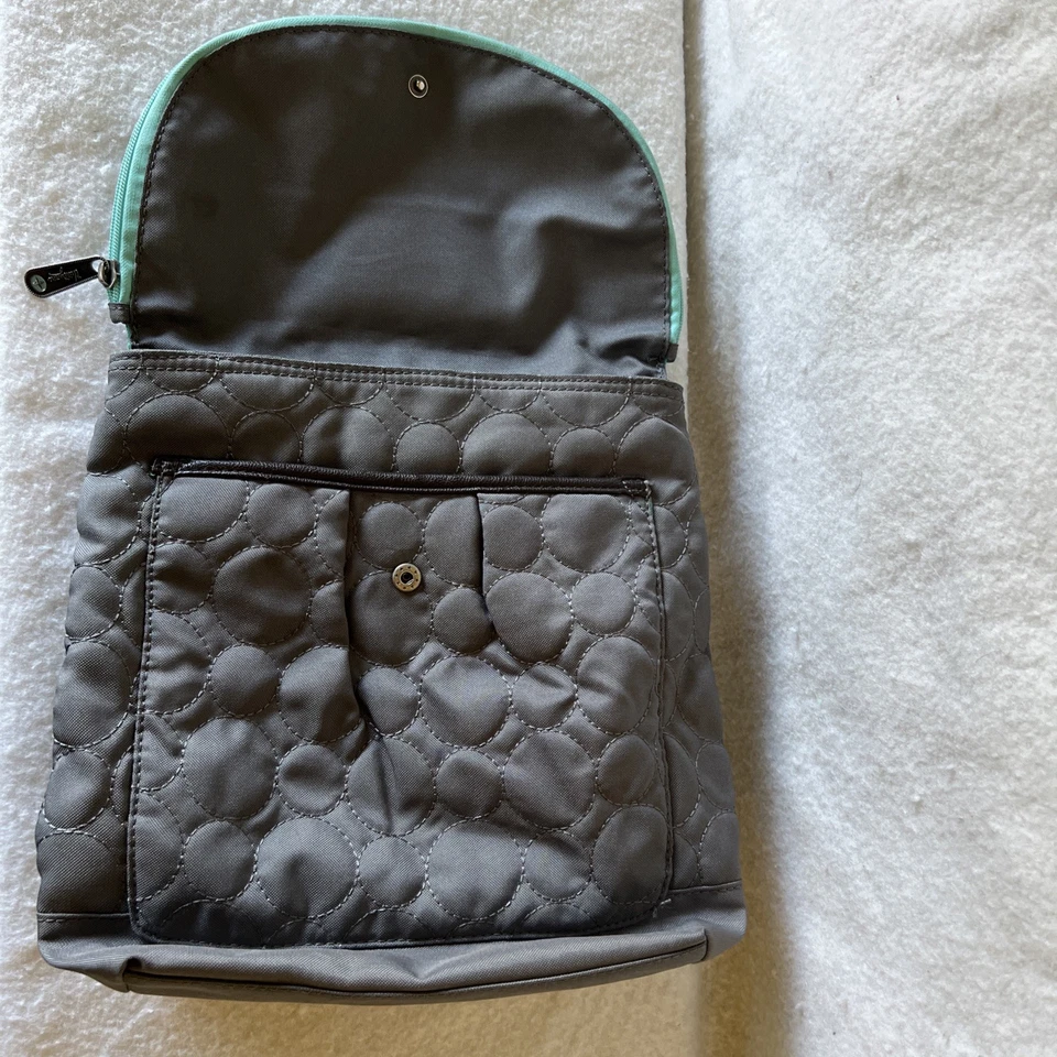 Mochila convertible Thirty-One Vary You de moda gris y verde azulado, cartera, bolsa de almuerzo Foto 3 de 4
