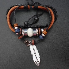 Rebekah Personalized Boho Bracelet Leather Stacked Hippie Indie Name White Bead