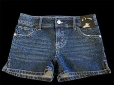 Art Class Girl's Jean Denim Shorts Relaxed Mid Rise Adjustable Blue L 10/12