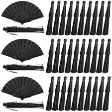 Wenqik 80 Pcs Wedding Folding Hand Fans Bulk Silk Fabric Chinese Handheld Fol...