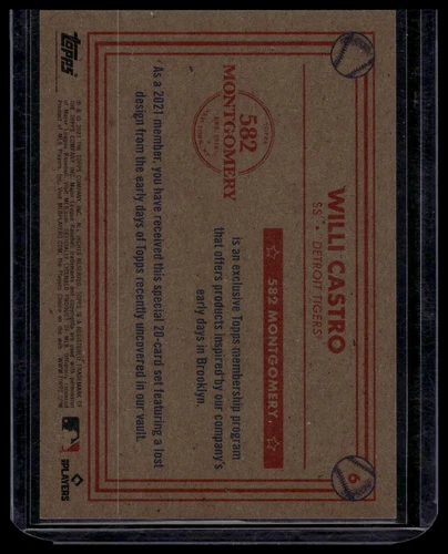 2020-21 Topps 582 Montgomery Club Set 3 #6 Willi Castro Signed Autograph - Picture 2 of 2