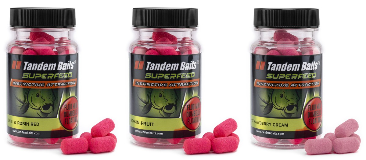 Tandem Baits Dumbell fluo galleggianti SuperFeed 12 mm–30 g–Mix Robin Red 3pz