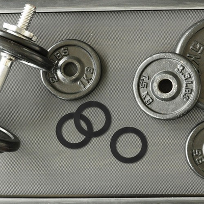 #ad 100 Pcs Fastening Rubber Ring Dumbbell Collar Washers Barbell Flat $19.26