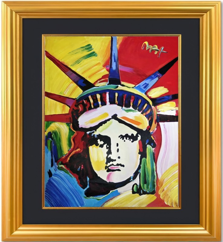 PETER MAX ORIGINAL ACRYLIC ON CANVAS "LIBERTY HEAD"    24" x 30"  FRAMED