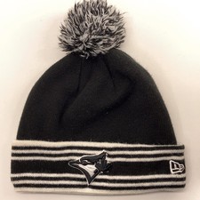 Blue Jays blackout winter pom-pom hat by new Era MLB baseball