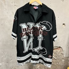 Vintage J Plus Black Yankees Button Down Baseball Jersey Negro Leagues Museum L
