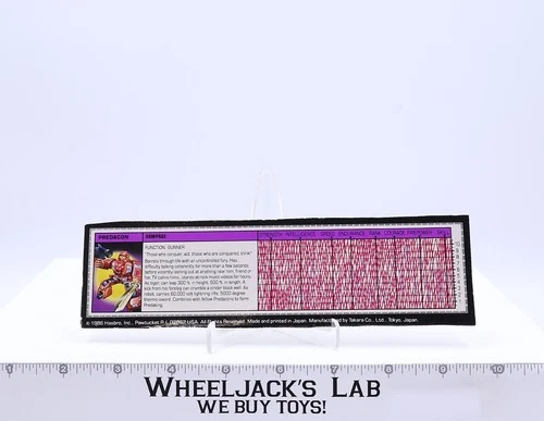 Rampage Action Figure Tech Spec 1986 Vintage Hasbro G1 Transformers