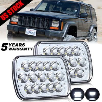 5x7'' 7x6 LED Headlights Sealed High/Low Beam For 1984-2001 Jeep Cherokee XJ