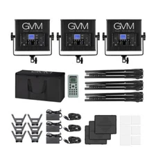GVM 896S 3L Bi Color LED 3 Panel Video Light Kit Professional Studio
