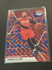20190-20 Panini Mosaic Damian Lillard Reactive Blue Prizm Parallel NM