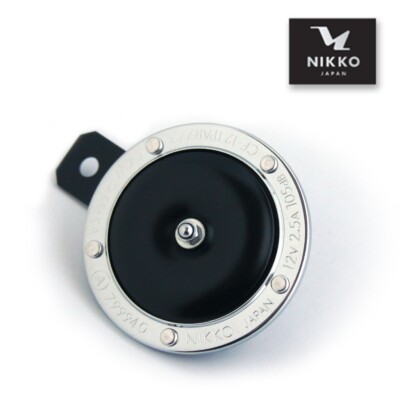 Nikko Horn 12V 12 Volt Chrome Black 3.5'' Kawasaki Yamaha motorcycle