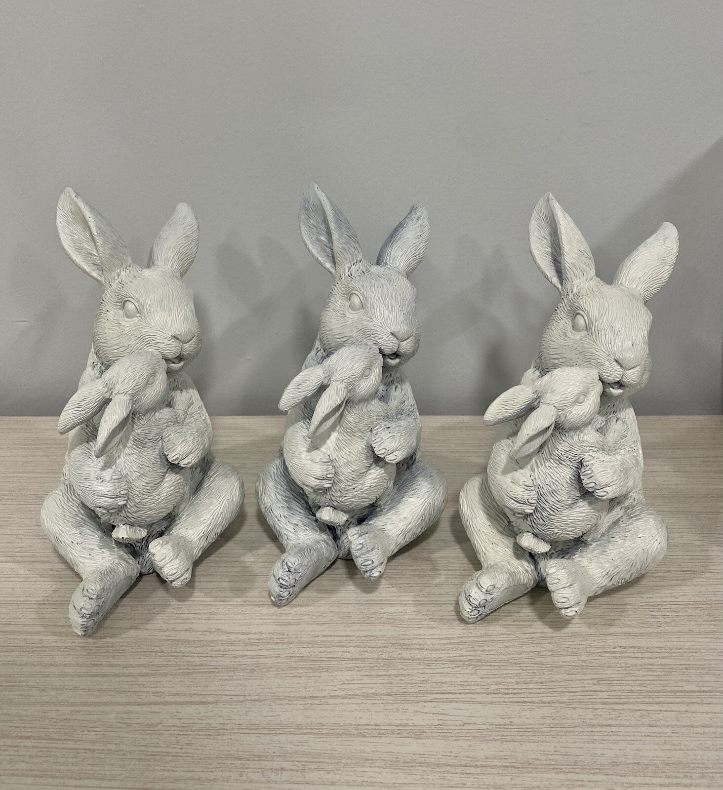 Lot Of 3 Bunny Rabbit Figurines Spring Garden 4.63in x 7.25in