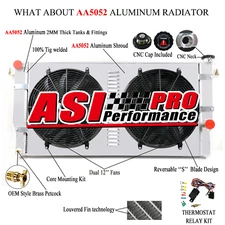 For 1994-2002 Dodge Ram 2500 3500 5.9L L6 Diesel Aluminum Radiator+Shroud Kit