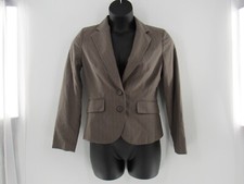New York  Co Stretch Tan Striped Lined Blazer Jacket 2-Button Women  s 6 NWT