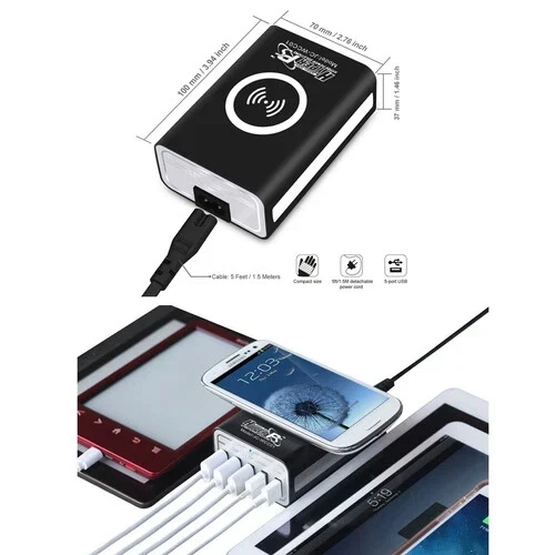 Cargador USB inteligente EC Technology 50W 10A 5 puertos con carga QiWireless Foto 2 de 4