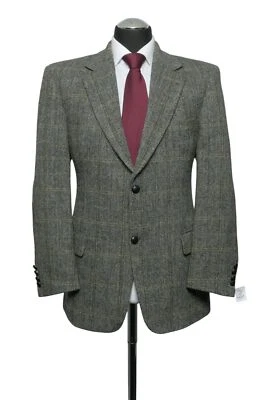 Harris Tweed Sakko Jackett 25 grau dunkelgrau Fischgrat 2-Knopf Patches wie Neu - Bild 1 von 4