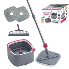 True & Tidy TrueClean Mop & Bucket System with Silicone Floor Sweeper Deluxe Set