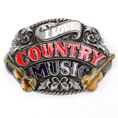 I love country music Guitar belt buckle