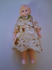 Celluloid Vintage Doll in Dress 4.5" tall Vintage from 1940's