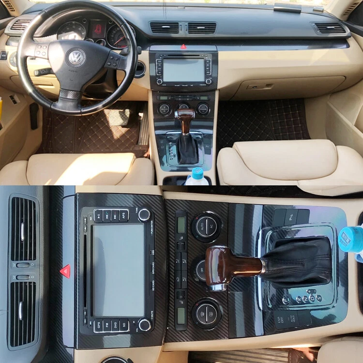 For Volkswagen Passat B6 5D Carbon Fiber black Pattern Interior DIY Trim Decals - Image 4 of 4