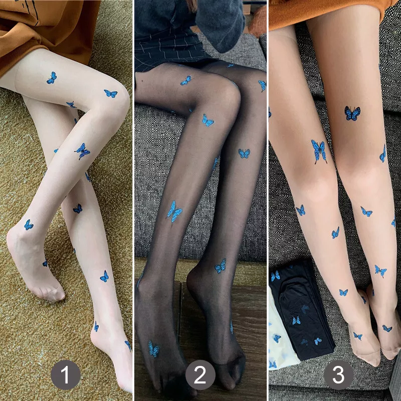 Women's lolita Sexy Sheer butterfly print Pantyhose Stockings