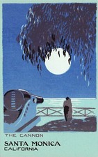 Santa Monica California Palisades Beverly Hills Serigraph Silk Vtg Postcard B38