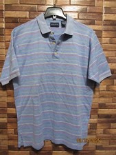 MEN'S GANT S/S POLO SHIRT BLUE STRIPED LARGE VGUC
