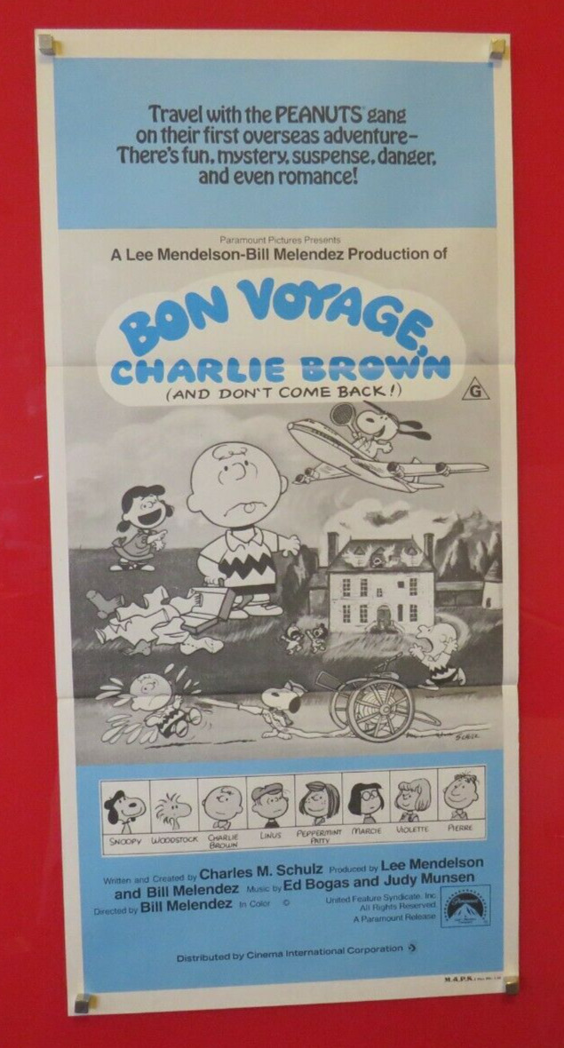 BON VOYAGE CHARLIE BROWN ORIGINAL 1980 CINEMA DAYBILL MOVIE POSTER SNOOPY 80's