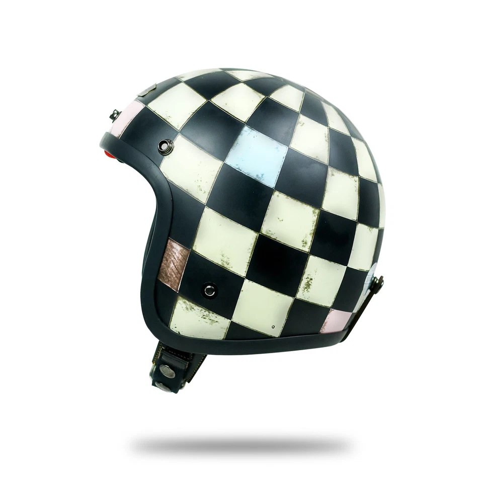 VINTAGE HELMET SLIMHEAD 500TX PATINA CHECKER BOARD BOBBER CHOPPER MOTORCYCLE - Image 2 of 4