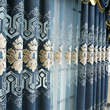 Jacquard Chenille Curtains Chenille Hollow Floral Tulle Luxury Window Drape