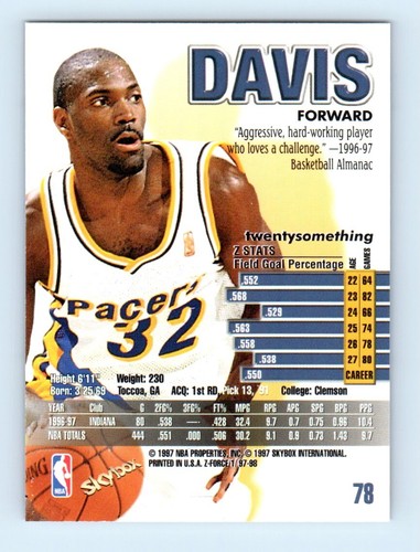 1997-98 SkyBox Z-Force Dale Davis Indiana Pacers #78 - Picture 2 of 2