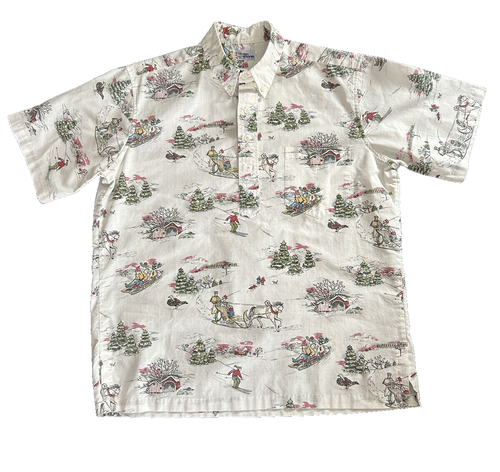 Vintage Reyn Spooner 1991 Christmas Aloha Shirt Limited Issue Winter Scene Gr. L