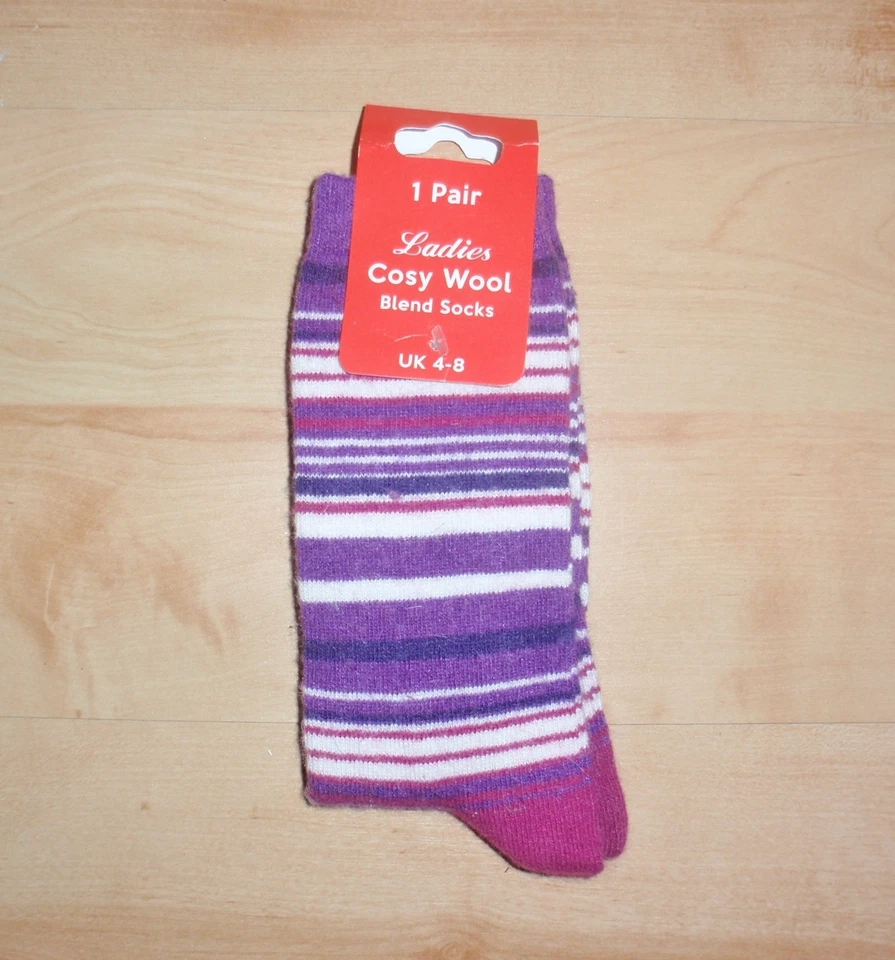 NUEVOS CON ETIQUETAS Mujer Niñas Acogedores Mezcla Lana Calcetines Talla UK 4-8 Foto 3 de 4