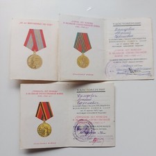 Original Document Awards Medal WW2 Soviet Russia LOT 3 pcs.for one person. 441b