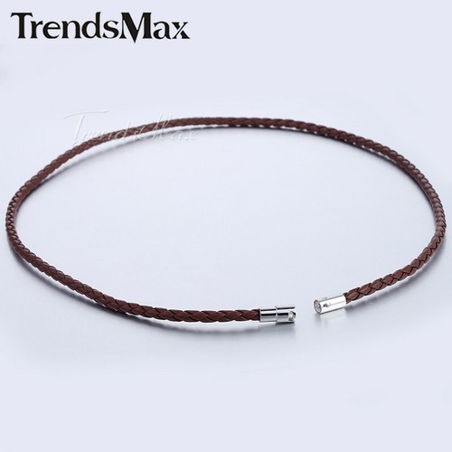 4/6/8MM Brown Braided Cord Rope Man-made Leather Necklace Gift w/ Magnetic Clasp - Picture 10 of 28