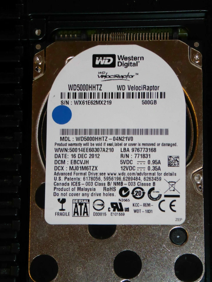 Western Digital EHCVJH 500GB 10K RPM 6Gbps 2.5" SATA HDD 04N21V0 WD5000HHTZ - Image 2 of 2