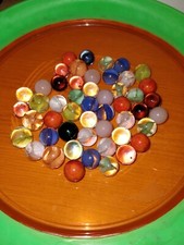 Lot of 50 Variety Marble King 9/16"-5/8" Marbles Patches Cats Eye Clearies Opals