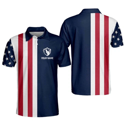 American Flag Golf Polo Shirt, Personalized Polo Shirt for men, Golf player shir