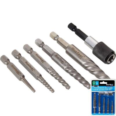 BlueSpot 6-teilig Schraubenabzieher Bohrer Bits Set gebrochen beschädigte Schrauben Entferner 