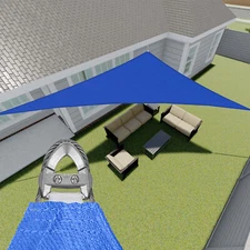 Sun Shade Sail Right Triangle Yard Pool Canopy Shelter Cover W/ Steel Wire Blue