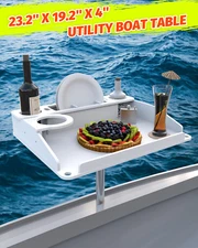 Boat Table w/Rod Holder Mount Portable Boat Caddy Organizer Marine Table Utility
